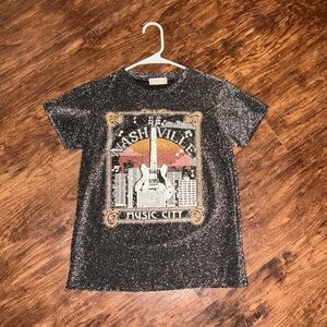 Nashville Music City Kids Glitter T-Shirt - Black